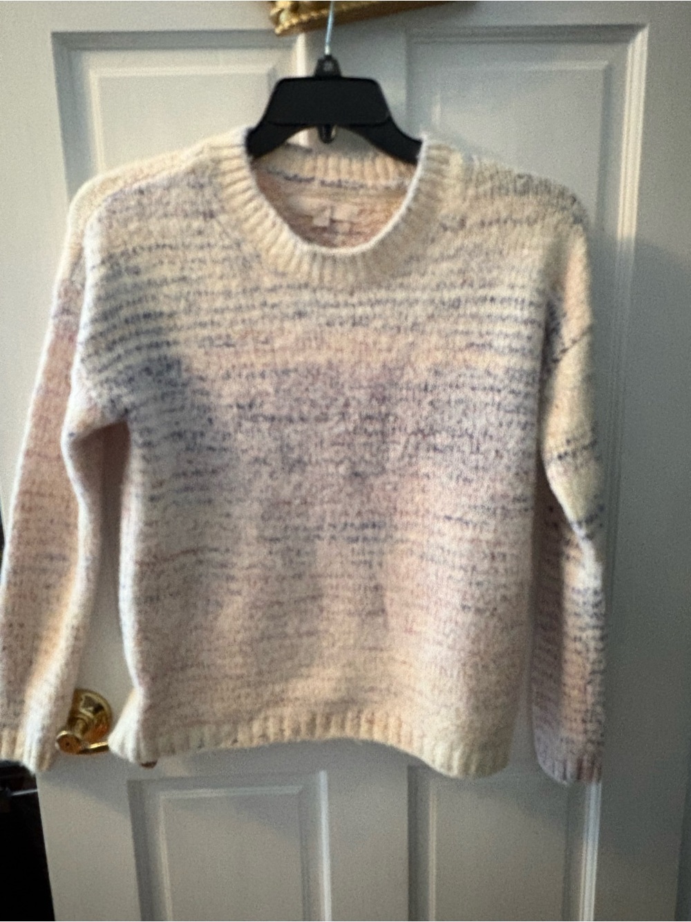 LOFT Cream Marled Crewneck Sweater with Soft Flecks